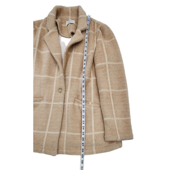 Z SUPPLY Anna Eyelash Plaid Blazer One Button Size M MSRP $169 Saddle Windowpane - Picture 8 of 10